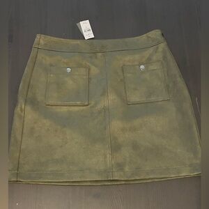 LOFT Olive Microsuede Mini Skirt with Pockets